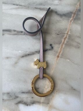Radley London Leather Dog Charm Bag Keyring with Gold-Tone Ring - Lavender/Lilac